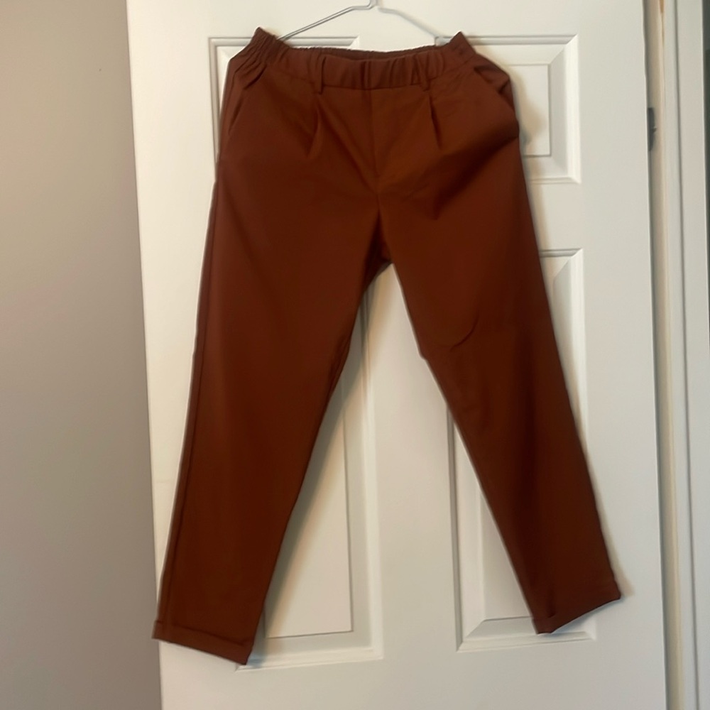 Rust/brown mid-rise pants — Perfect for Fall!